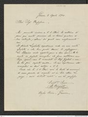 Nachlass Franz Steindachner, Brief von Brancaleone Borgioli an Franz Steindachner (02.04.1904), Inv.Nr. 45.06, Seite 1